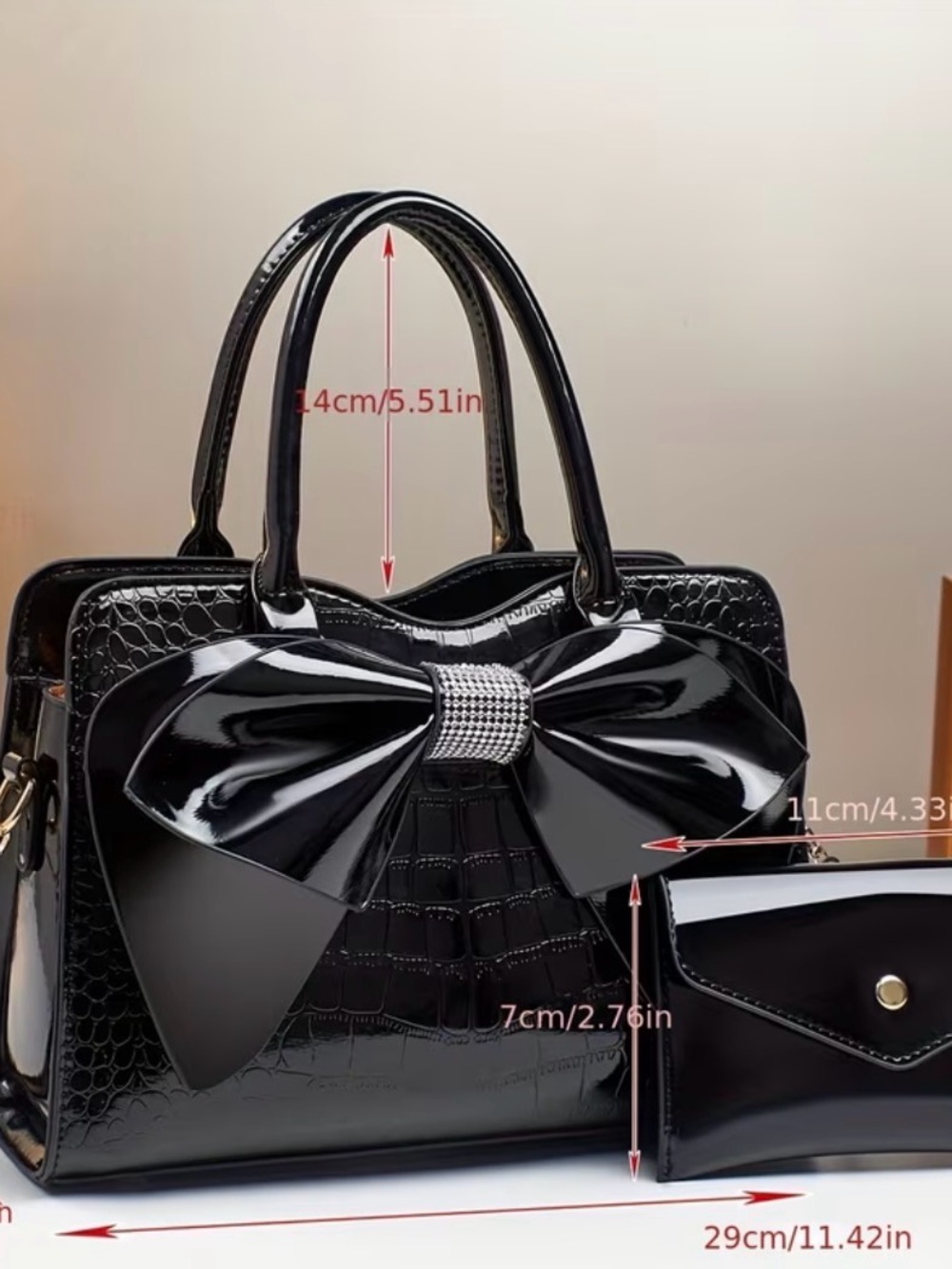 Elegant Pink Bow Handbag for Women - Picture 2 of 4